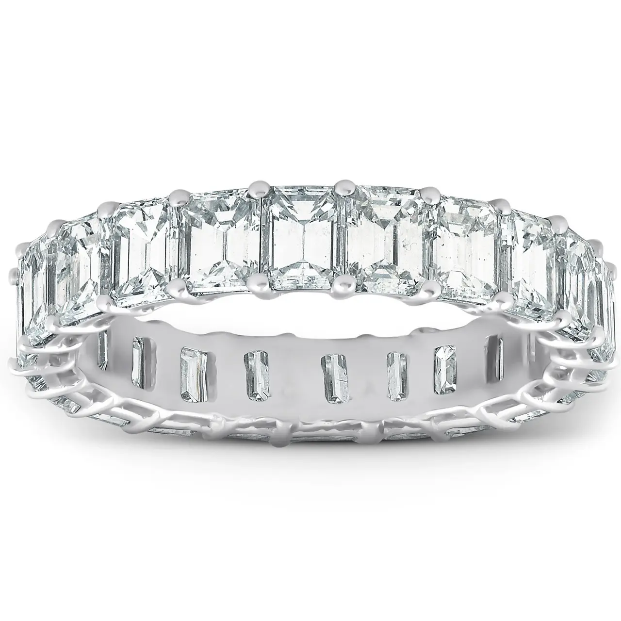 Platinum 4.60 Ct Emerald Diamond Eternity Ring Womens Anniversary Band Lab Grown Platinum 4.60 Ct Emerald Diamond Eternity Ring Womens Anniversary Band Lab Grown