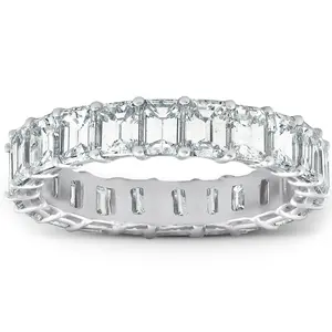 Platinum 4.60 Ct Emerald Diamond Eternity Ring Womens Anniversary Band Lab Grown