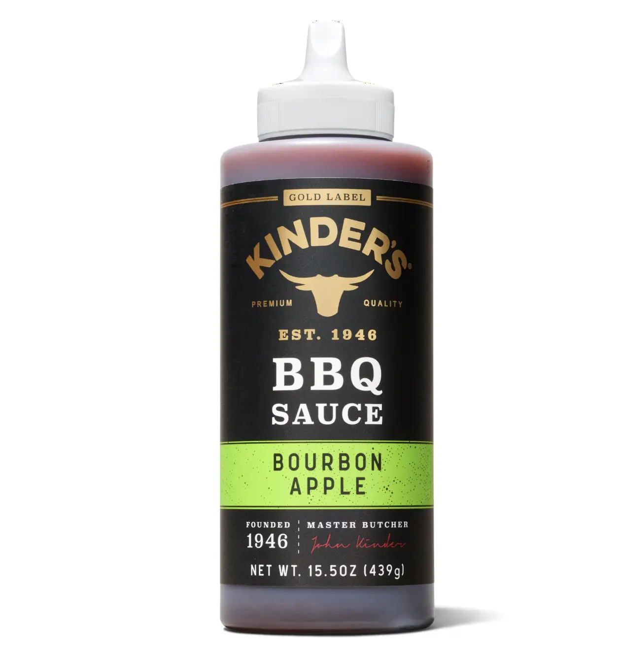 Kinder's Gold Label Bourbon Apple BBQ Sauce, 15.5 oz Squeeze Bottle