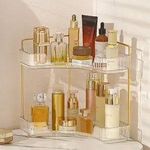 3 Tier /2 Tier Gold Metal Corner Shelf for Bathroom Countertop – Triangle Organizer That Fits Into Tight Spaces, No Drilling Needed, Vertical Storage for Skincare Makeup and Daily Essentials