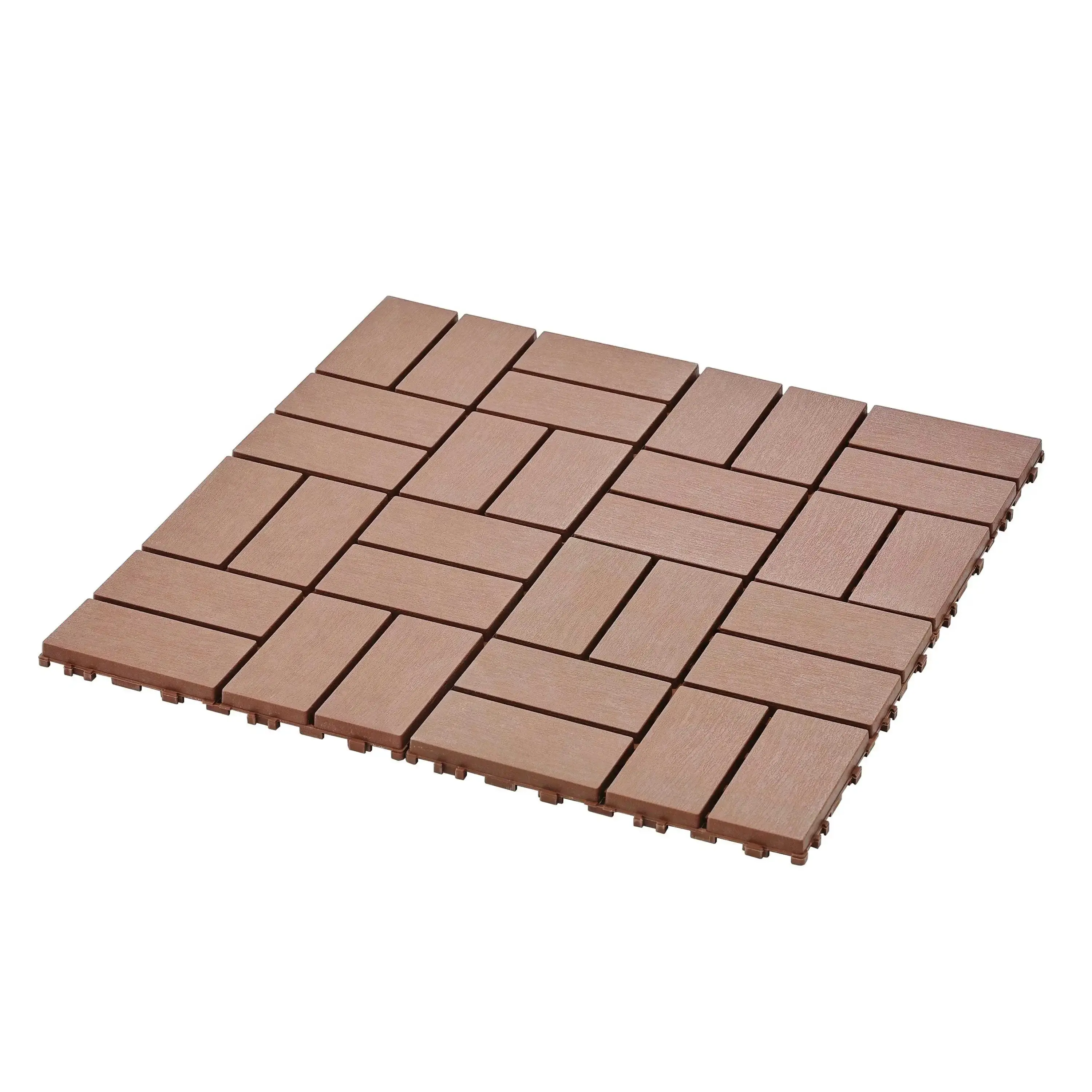 ZUGELAN 44-Pack 12x12 in Brown Interlocking Deck Floor Tiles, Durable Polypropylene Waterproof Floor Tiles Click-Parquet for Patio, Balcony