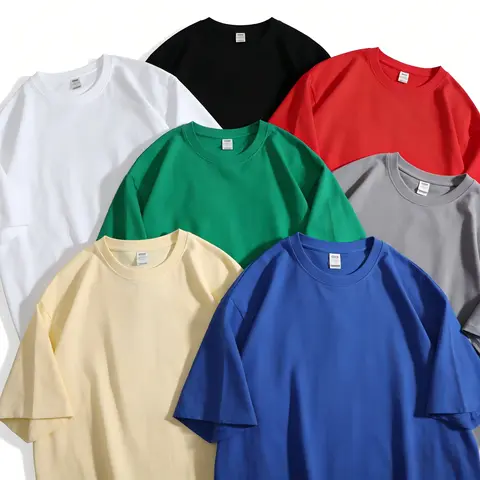 Men's 100% Cotton Oversized Loose-Fitting Plain Short-Sleeve Round Neck Soft T-Shirt - Breathable, Lightweight, Machine Wash Mens Tops, All Seasons, Easy to Match Pants, Plus Size Casual Streetwear for Daily Wear