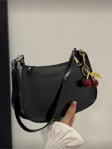 Minimalist Solid Color Crescent Crossbody Bag Fashionable Shoulder Bag Faux Leather Zipper Wallet Ideal Gift for Women Casual Crossbody Bag