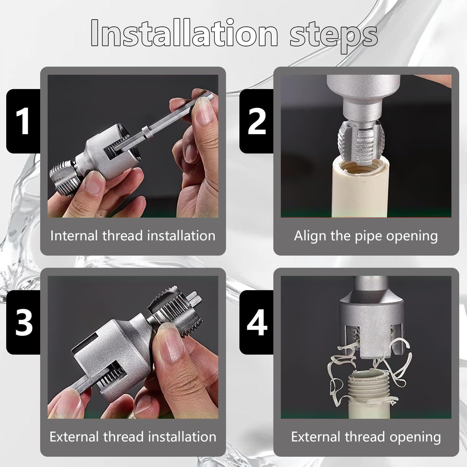 1/2'' 3/4'' PVC Pipe Thread Cutting Tool Integrated Internal & External Pipe Threading Tool Upgrade Pipe Thread Cutting Tool for Plumbing DIY Repairs