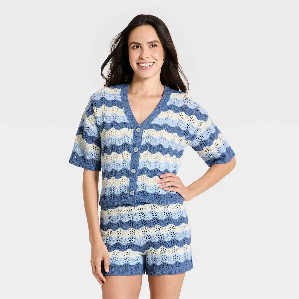 Women's Short Sleeve Cardigan Sweater - Universal