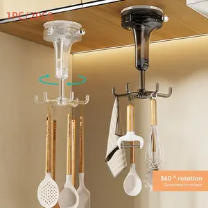 1pc/2pcs Sturdy Multi-Purpose Kitchen Hook, Plastic Self-Adhesive 360-Degree Swivel Wall Hook, 6-Claw Hook, Suitable for Home Kitchen, Bathroom, and Office, Bathroom Accessory, Kitchen Accessory, Towel Hanger, Utility Hooks