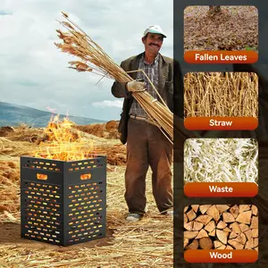 Burn Barrel 30-Inch 63-Gallon Burn Barrel – Heavy-Duty Outdoor Incinerator Drum for Yard Waste, Leaves, Paper & Wood