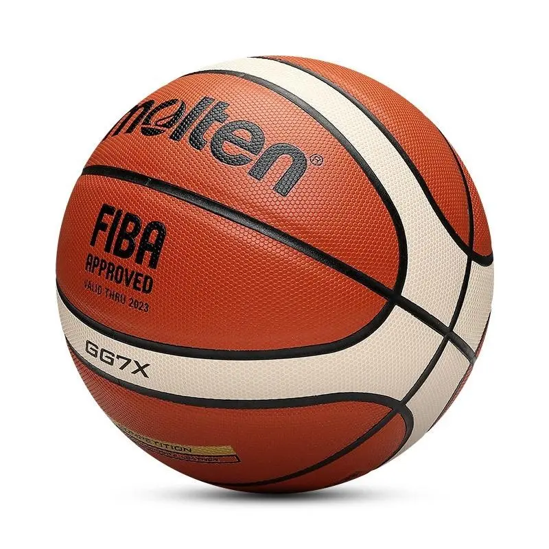 Molten Gg7x Basketball, PU Leather Indoor Training Ball, Soft Grip, Absorbent Material, Ideal for Games and Practice, Size 7 & 6, Basketball Equipment