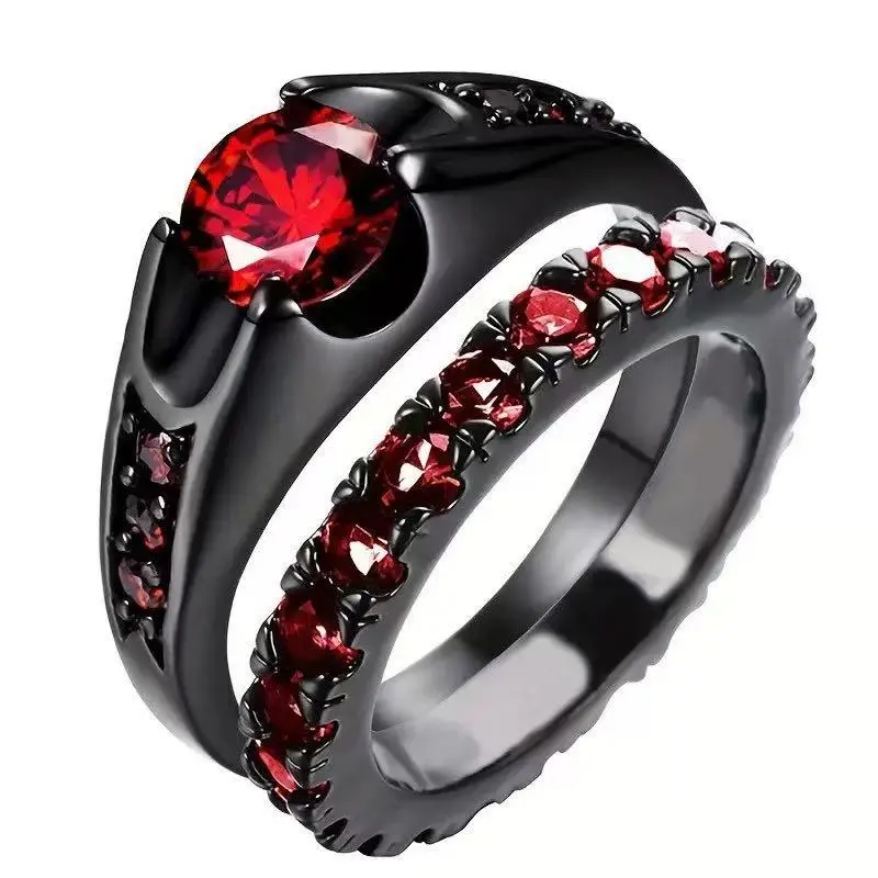Women's Red Dragon Tattoo Ring Ideal Lover Engagement Ring Wedding Jewelry Set Partner Gift