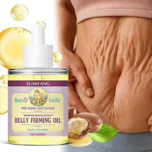 SUMIFANG Rose & Vanilla Abdominal Firming Oil 100ml – Centella Asiatica + Aloe Vera + Jojoba Oil + Coconut – Improves elasticity and firms the abdomen | Deeply nourishes and soothes stretched skin | Helps reduce sagging and restore skin firmness