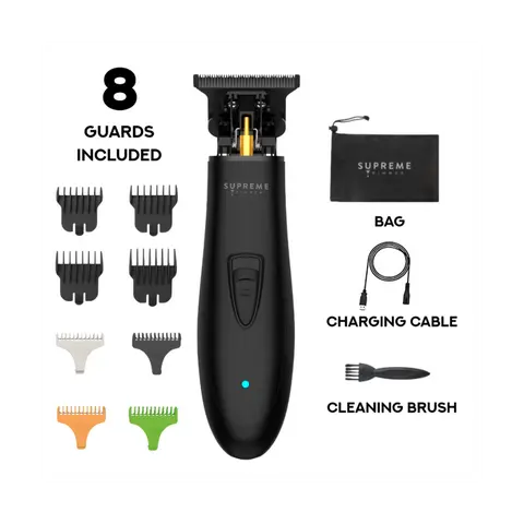 Supreme Trimmer T-SHAPER Zero Gap Hair Trimmer – DLC T-Blade, 120 Min Runtime, 8 Guards