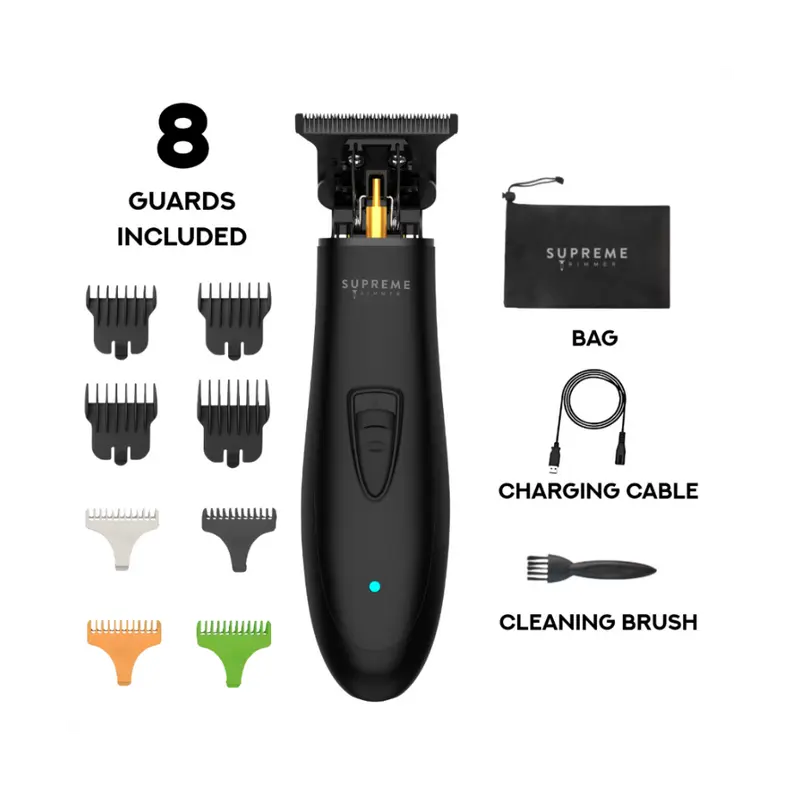 Supreme Trimmer T-SHAPER Zero Gap Hair Trimmer – DLC T-Blade, 120 Min Runtime, 8 Guards