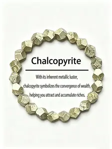 Handcrafted Irregular Pyrite Bracelet, high-quality natural stone, adjustable stretch fit, vintage metallic finish, unisex boho style, stackable with other jewelry, ideal for everyday wear and gifting, Jewelry Gifts