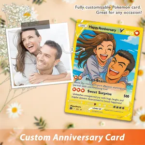Custom Couple Hologram Acrylic Pokelove Card - Personalized Anniversary Trading Card - Anime Couple Card - Love Art Card - Wedding Gift