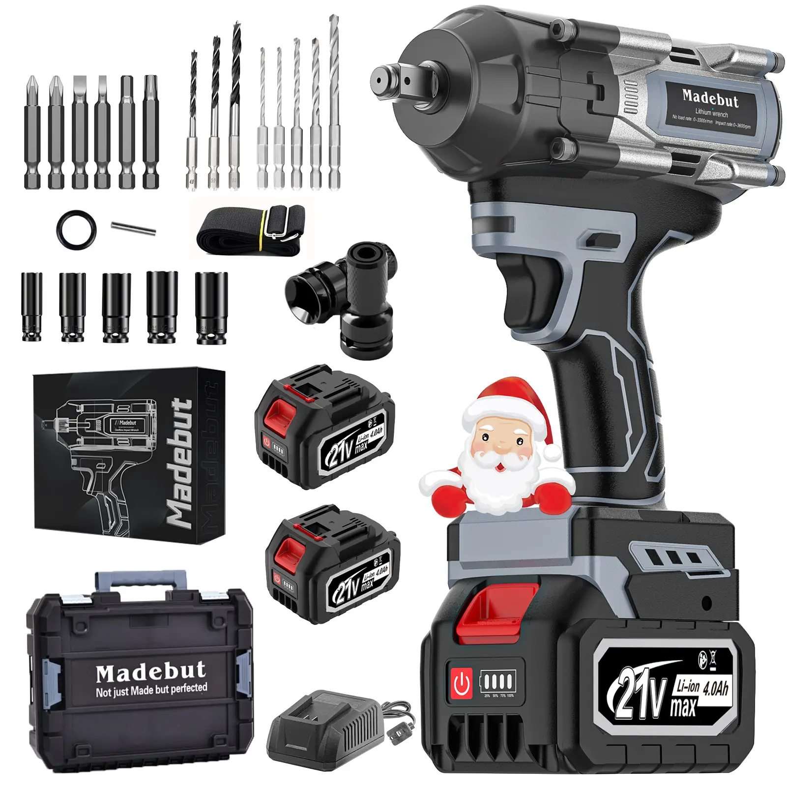 1000N.m Cordless Impact Wrench, 2025 New Upgraded Brushless Motor with 2 * 4.0Ah, 3-IN-1 Electric Impact Wrench with Sleeves, Tool kit, impact wrench