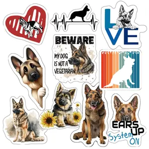 German Shepherd Stickers, Ten Vinyl Stickers Supporting German Shepherd, Great German Shepherd Gift, Decorative Stickers