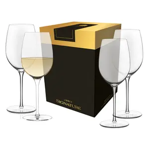 Libbey Signature Kentfield All Purpose Long Stem Wine Glasses Set of 4, White and Red Wine Glasses, Curvature Wine Glass Gift Set for All Occasions