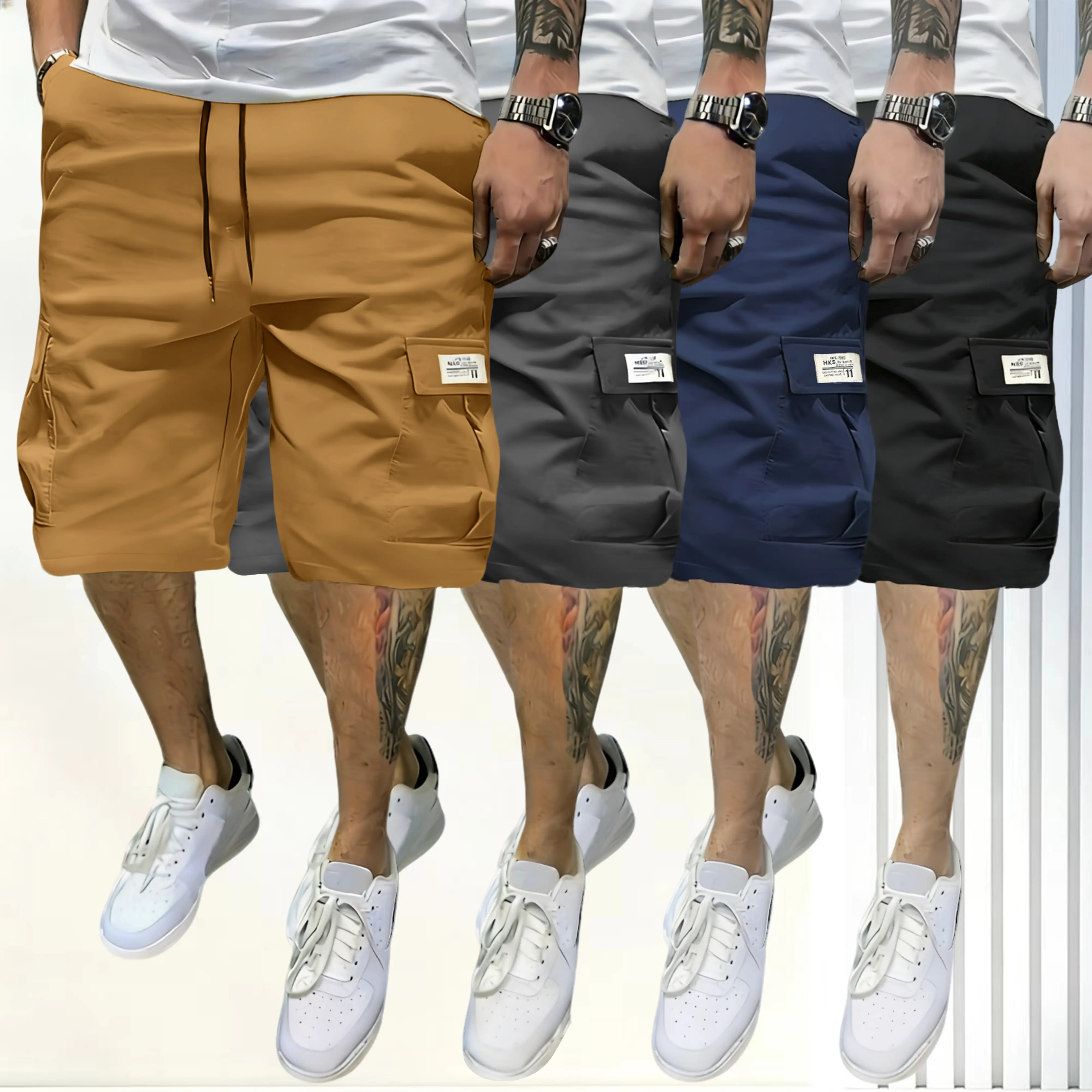 Coffee color + Dark gray + Dark blue + Black