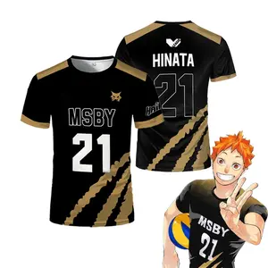 Zomer Hinata Shoyo Zwart Jakhals Volleybal Jersey T-Shirt Haikyuu Msby Anime Truien Print Tee Street Sport Oversized Kid Tops