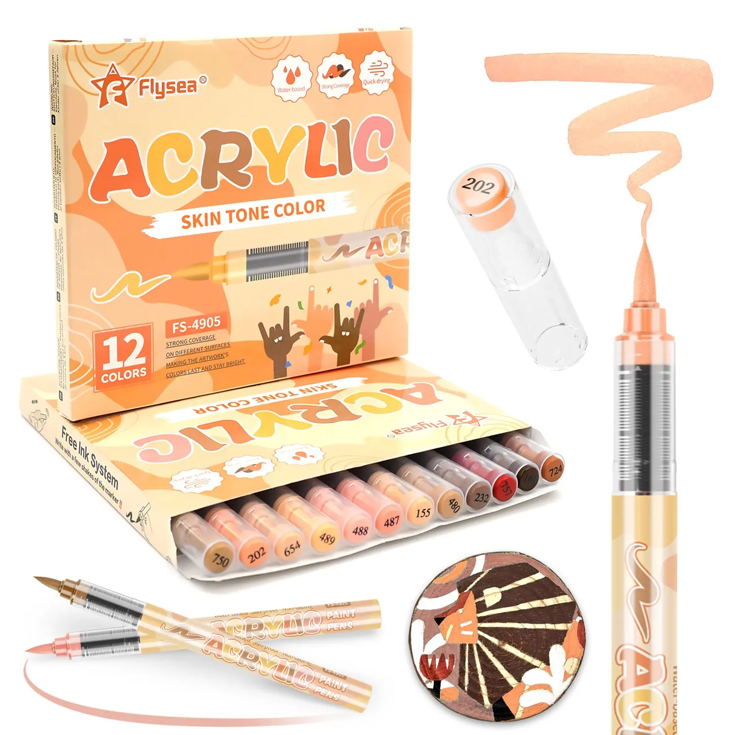 Oceania 12/24/36/48 Color Acrylic Markers Set, Acrylic Paint Pens, Acrylic Painting Pens, Acrylic Art Kit, Vibrant Water-Based Ink Art Brushes, Professional Drawing, Multi-Scene Use, Artist & Designer Essential, Art Supplies