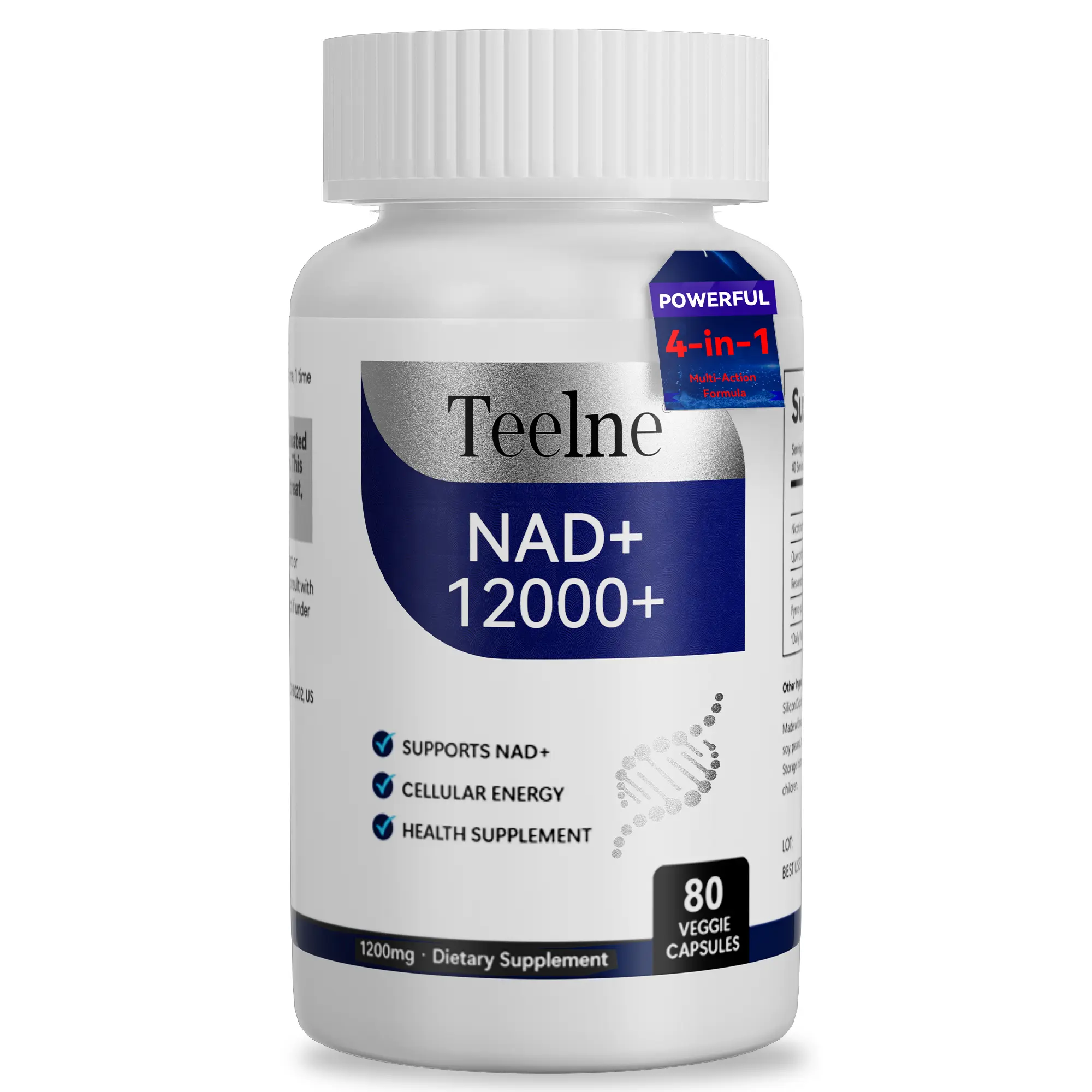Teelne NAD+ Booster for Adults | 500mg per Serving with Quercetin Phytosome & PQQ | Energy & Wellness Support | 2 Capsules Daily, 40-Day Supply Supplement Vitamin