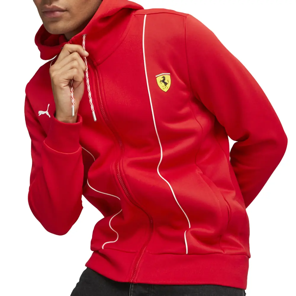 PUMA Mens Scuderia Ferrari Race Hooded Sweat Jacket Casual Outerwear Casual - Red