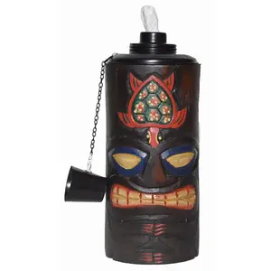 WorldBazzar TURTLE WORLDBAZZAR TIKI FACE TORCH TABLE TOP HANDMADE TOTEM MASK TROPICAL POLYNESIAN HAWAIIAN SUN DESIGN Brown, Yellow, Black Medium