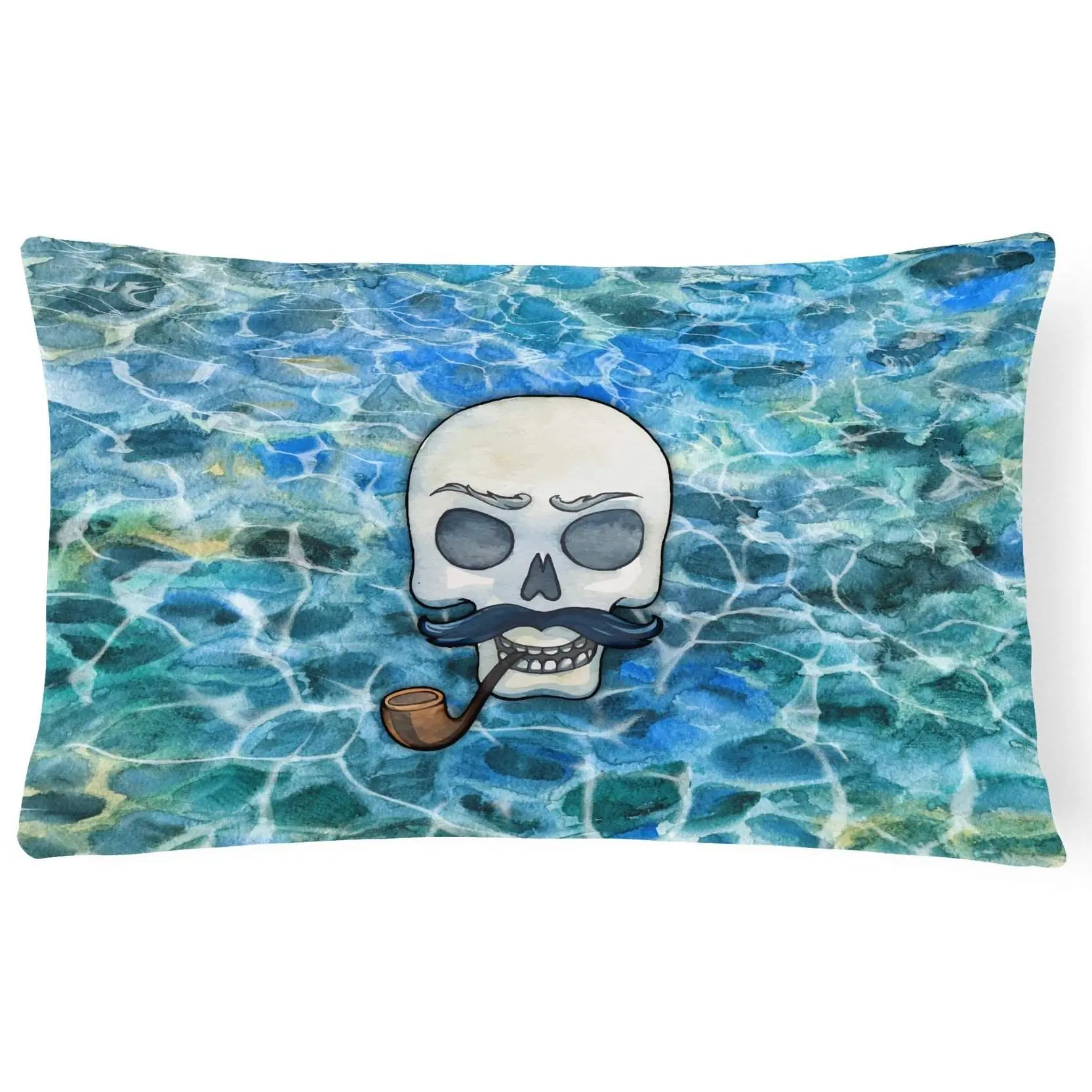 Pirate Theme Skeleton Skull Decorative Canvas Fabric Pillow - Handmade with Superior Local Craftsmanship, Fade-Resistant, Model BB5345PW1216, Made in United States