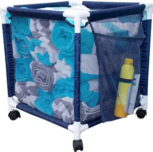Pool Storage Small Organizer Bin, (18" W x 18" L x 20" H), Blue / White Style