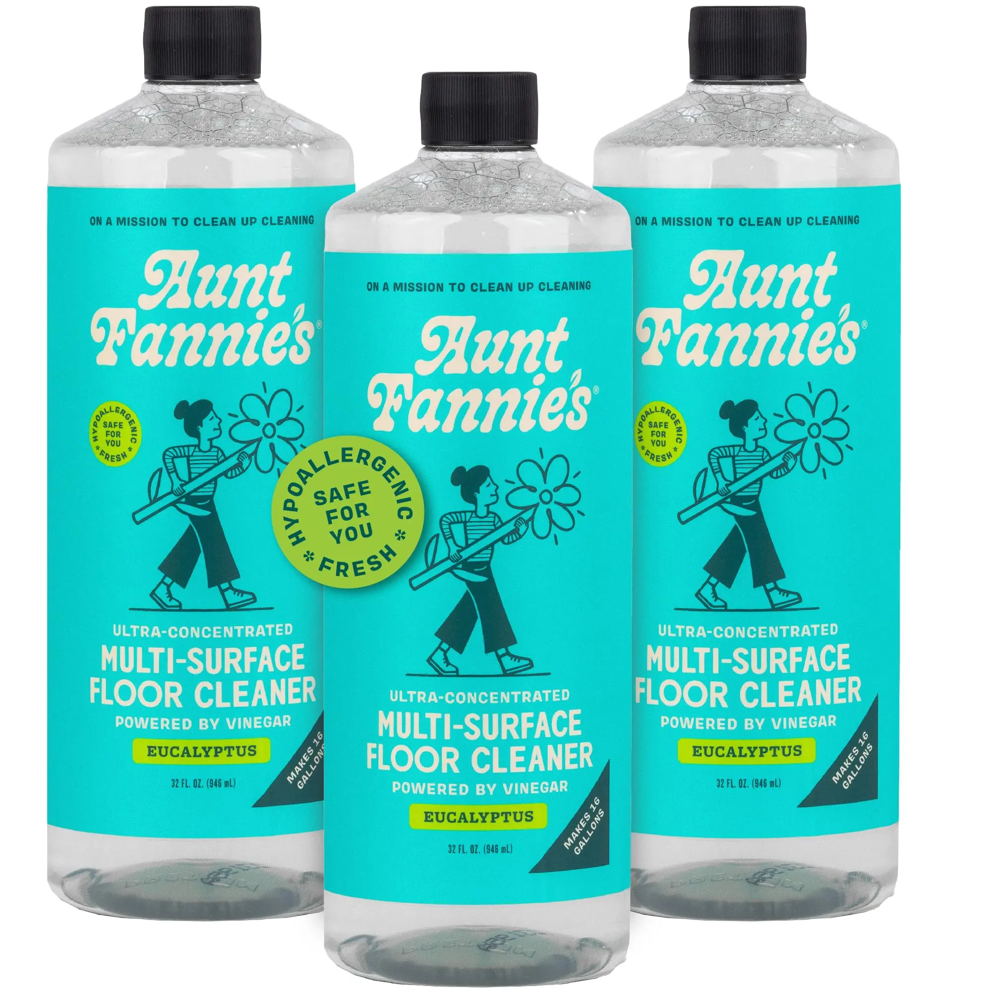 Aunt Fannie's Ultra Concentrated Liquid Floor Cleaner, 32 fl. oz. Eucalyptus Scented Solution for Mopping, Makes 16 Gal