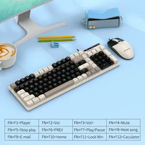 Km100 Wired Keyboard Mouse Set, Mouse Combo, Home & Office Use, USB Interface, Compatible with Windows System, Fashion Color Block Gift