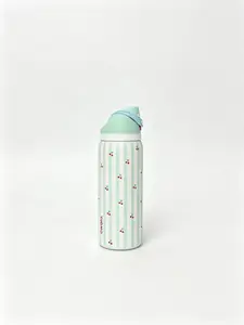 Owala 32oz FreeSip Insulated Water Bottle - Mint Striped Cherry Print, Leak-Proof Stainless Steel Drinkware, Travel Cup, Water Tumbler, Flask, Keeps Drinks Cold 24H, Flasks Drinkware Flasks Mug Stylish Portable Bottled day gift