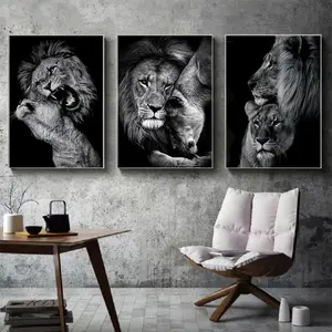 Animals Pattern Canvas Wall Art, 3pcs/set Frameless Modern Wall Art, Canvas Wall Art for Home Decor, Living Room