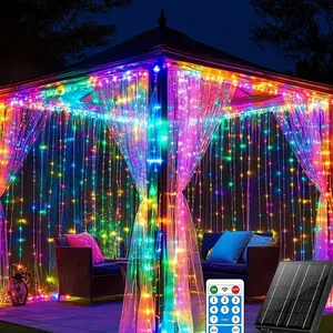 Fall Decor Set With 300LED Solar Curtain Lights For Outdoor Halloween Home Decor Thanksgiving Pumpkins Wall Art Porch Party String Lights Waterproof Dimmable 8 Modes Flower Candle christmas decor outdoor halloween decor christmas tree