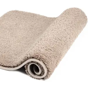 Bathroom rug non slip bath mat for bathroom 16 x 24 beige water absorbent soft microfiber shaggy bathroom mat machine washable bath rug for bathroom thick plush rugs for shower