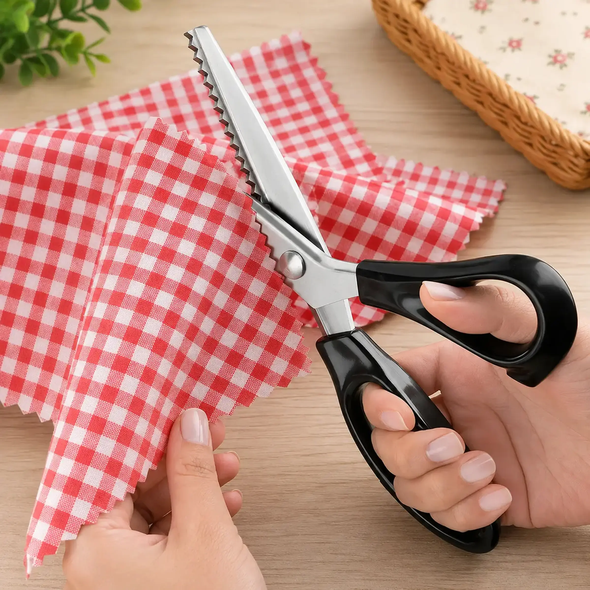 Professional Fabric Pinking Shears, 9.1 Inch Stainless Steel Zigzag Edge Sewing Scissors, Sharp Cutting Shears for Preventing Cloth Fray, Great for Sewing, Quilting and Handcraft