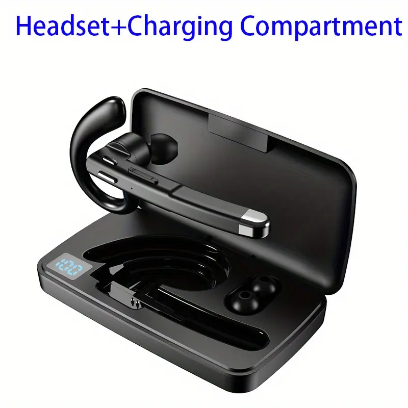 Wireless Bluetooth Earbuds with 500mAh Charging Case, V5.1 Hands-Free Earpiece with Built-in Mic, 80H Talk Time, Not Water Resistant, for Driving/Office, Compatible with iOS & Android
