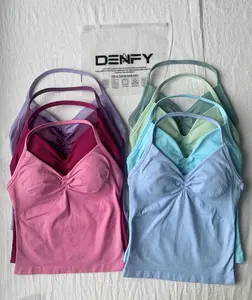 Dfyne  Impact Longline Strappy Top Fitness Gymwear Women Impact Longline Halter Tops Sportswear Workout Longline Tank Top Compression Gym