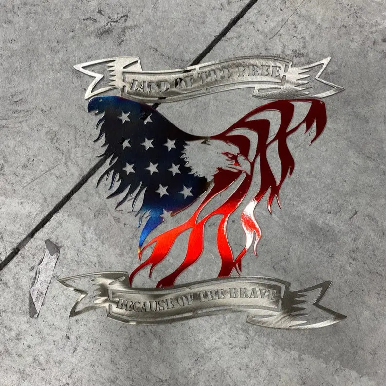 Land of the Free, Because of the Brave – Metal Eagle Wall Art