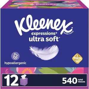 Kleenex Expressions Ultra Soft Facial Tissues, 12 Cube Boxes, 45 Tissues per Box, 3-Ply (540 Total Tissues), Packaging May Vary Kimberly-Clark Corp.