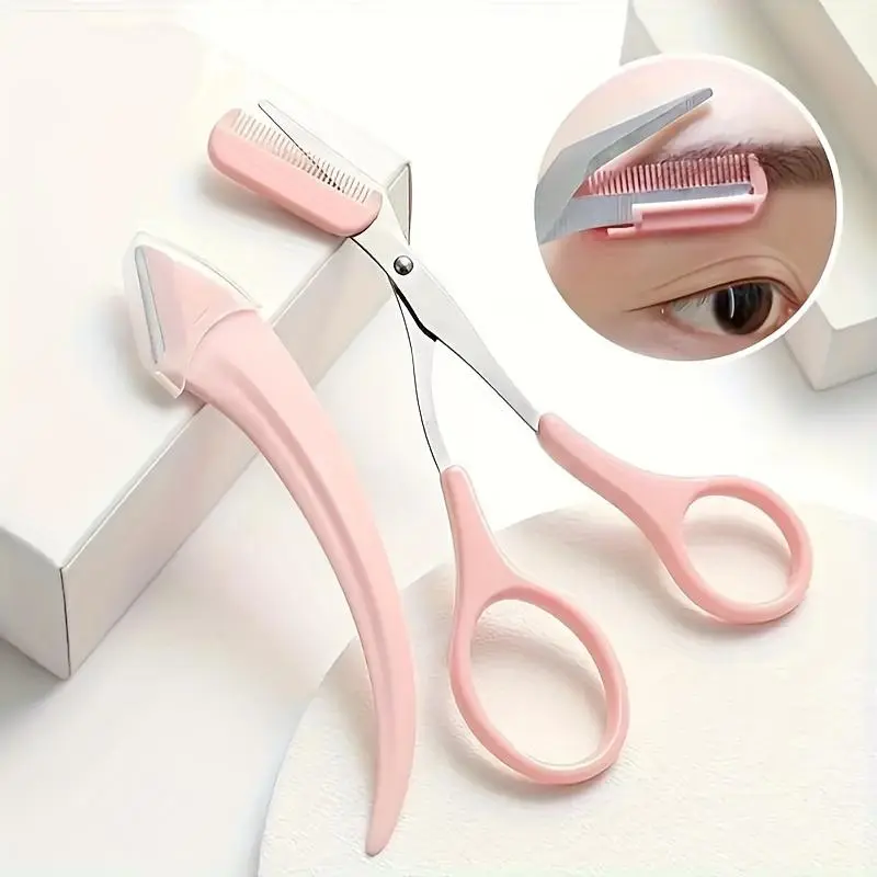 Eyebrow Trimmer & Eyebrow Scissors with Comb, 3 Counts/set Stainless Steel Eyebrow Shaping Tool, Eyebrow Trimming Kit for Beginners, Eyebrow Styling Kit, Grooming Beauty & Personal Care Product