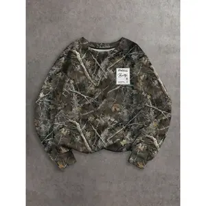 Men's All Over Print Crew Neck Camo Sweatshirt, Regular Fit Casual Long Sleeve Pullover for Fall & Winter, Men's Clothes for Daily Wear
