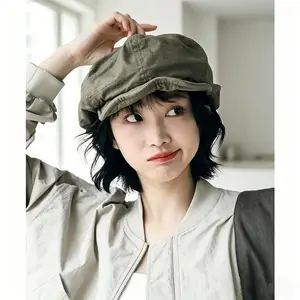Japanese-Style Large Collar Painter Beret - Face-Slimming, Simple Versatile, Octagonal Art Hat, Stretchable Fit, Multifunctional Sports & Outdoor Headwear, Dry Cleaning Only