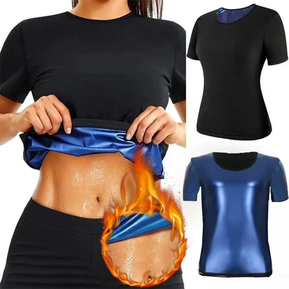 Women's Thermal Compression Shirt, Short Sleeve Sauna Sweat Top, Waist Control Shapewear for Activewear Fitness & Workout, Compression Sportswear, Fitness Clothes Tops, Fitness Training Wear