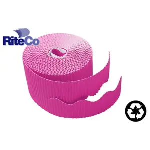 212 MAIN RiteCo Raydiant Trim-It Corrugated Scalloped Decorative Border, Art Paper, .25x50ft Strips (2 Per Roll, 6 Rolls Total), Magenta, Fade Resistant, Unique Designs, Moldable, Framed Look