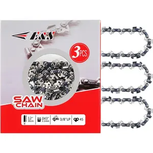 3 Pack 12 Inch Chain 3/8" LP Pitch .043" Gauge 45 Drive Links Semi-Chisel Chain Saw Chains for,,, and More Brands