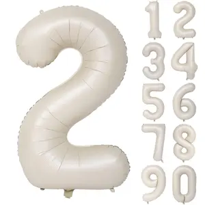 40 In Cream White Number Balloons Helium Foil Mylar Balloon Birthday Party Banquet Decoration Digital 2