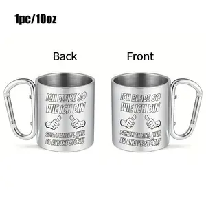 1pc 10oz "Ich Bleibe So Wie Ich Bin" German Slogan Coffee Mug, Insulated Stainless Steel Cup for Hot/Cold Drinks, Sustains Heat/Cold, Great for Home, Travel, Camping - Hand Wash Only, Durable, Sleek Style, Reusable Drinkware