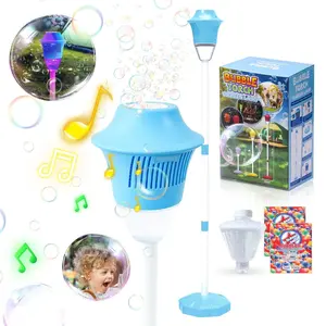 Colorful Automatic Bubble Maker with Light Up Music, Adjustable Stand Bubble Blaster, Fun Outdoor Toy for Kids Wedding Birthday Party