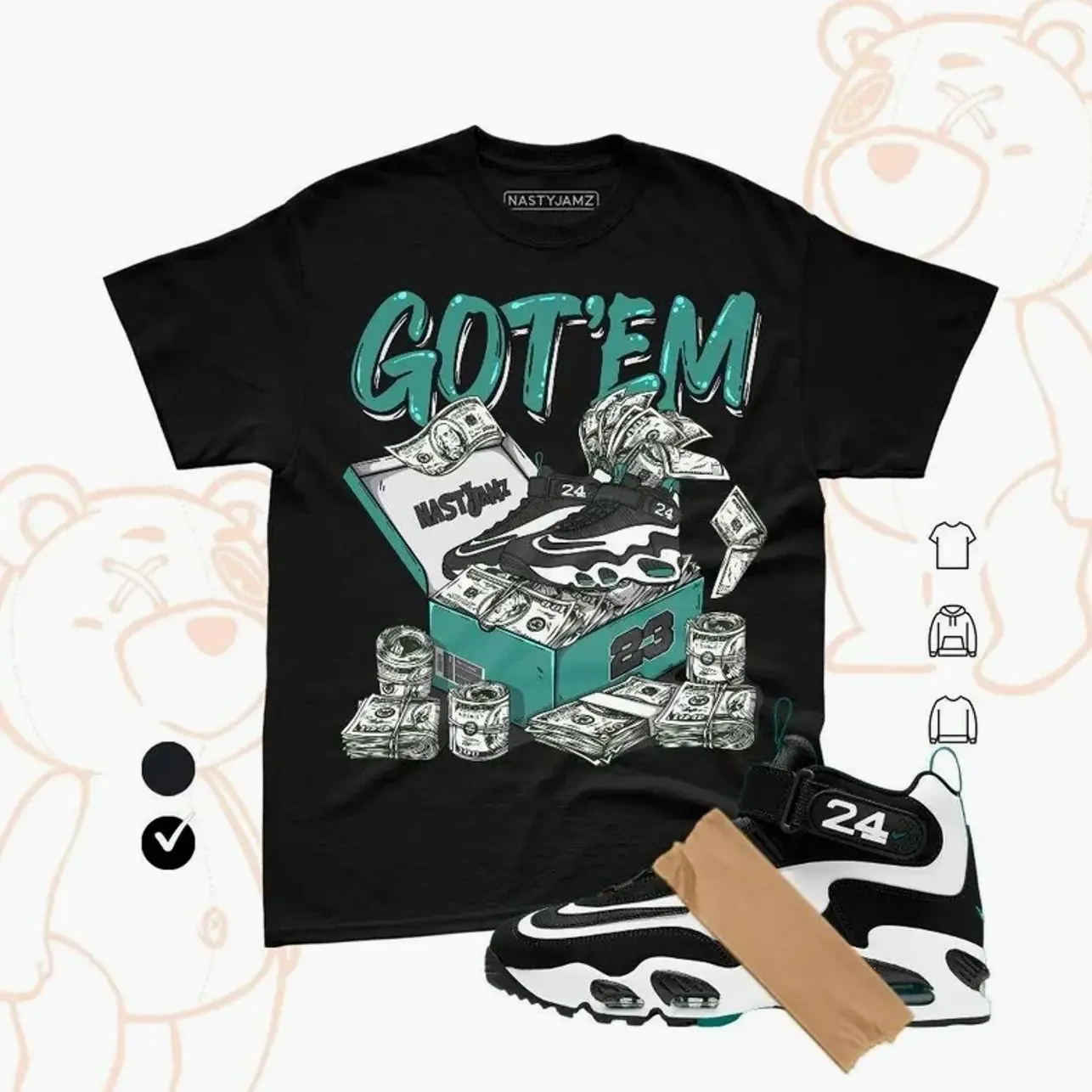 Griffey Max 1 Freshwater White Black Teal Match Shirt 2026, Sneaker Matching Tee, Bella Canvas, GOTEM NASTY